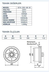 Ayas 20 cm Baca Aspiratörü - 2