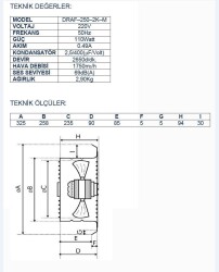 Ayas DRAF-250-2K-M 25 cm Sanayi Tipi Aspiratör - 2