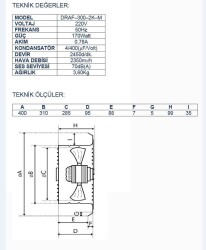 Ayas DRAF-300-2K-M 30 cm Sanayi Tipi Aspiratör - 2