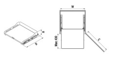 Bağımsız Çift Açılım Gizli Raylı Çekmece 55 cm (Fr.)-Unique Box-Antrasit - 3