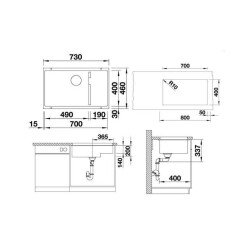 Blanco Subline 700 U Level Tezgah Altı 1.5 Gözlü Damlalıksız Granit Eviye Antrasit (523452) - 2