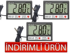 DC-2 Mini Kablolu İç-Dış Termometre Saat (3' lü Paket) - 1