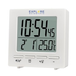 Explore Scientific RC Digital Clock with Indoor Temperature, white - 1