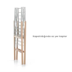 Foppapedretti Ciak Katlanabilir Ahşap/Alüminyum Çamaşır Kurutmalık Ceviz Rengi (FO 9900424189) - 4