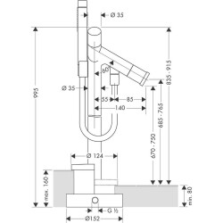 Hansgrohe Starck 10458000 2 Kulplu Banyo Bataryası Ayaklı Krom (HG22) - 3