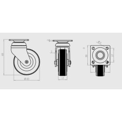 Hts Döner Tablalı Gri Tekerlek 50mm (321) - 2