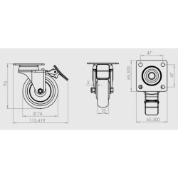 Hts Döner Tablalı Gri Tekerlek 50mm (353) - 2