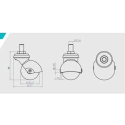 Hts Vidalı Küre Çift Bilyalı Gri Tekerlek 42mm (207) - 2