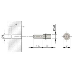 Italiana Ferramenta Flipper Ø5 x L.8.5mm Düz Pim (10605010ZN) - 2