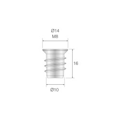 Mesan Ø10x16mm Metrik 8 Metal Dübel Çinko (102-04-07-403) - 2