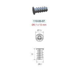 Mesan Ø5mm Delikler İçin Havşa Başlı Ray Vidası (Ø6,2 x 13) (110-05-07-403) - 2