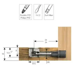 Mesan Çinko 18 mm Minifix Kafa - Gövde (102-01-14-413) - 2