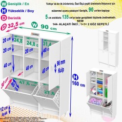 Modilayn Alaçatı 4 Kapaklı Kirli Çamaşır Bölmeli Banyo Dolabı - 4