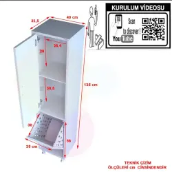 Modilayn Banyo Mutfak Düzenleyici Çok Amaçlı Beyaz Dolap (ARD157) - 2