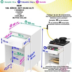 Modilayn Birce Set Üstü Ocak Ve Çekmeceli Mutfak Dolabı - 5