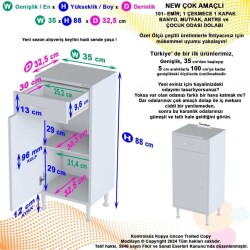 Modilayn Emir 35lik Kapaklı Ve Çekmeceli Çok Amaçlı Banyo & Mutfak Dolabı - 4