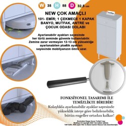 Modilayn Emir 35lik Kapaklı Ve Çekmeceli Çok Amaçlı Banyo & Mutfak Dolabı - 5