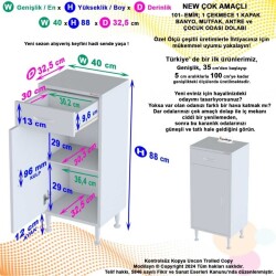 Modilayn Emir 40lık Kapaklı Ve Çekmeceli Çok Amaçlı Banyo & Mutfak Dolabı - 4