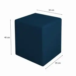 Modilayn Kare Puf Ahşap İskelet Lacivert İndigo Kumaş (ARD705) - 2