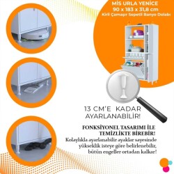 Modilayn Mis Urla Yenice Kirli Çamaşır Hazneli Çok Amaçlı Banyo Dolabı - 4