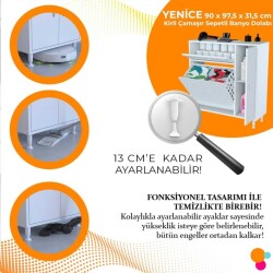 Modilayn Yenice Çamaşır Hazneli Çok Amaçlı Banyo & Mutfak Dolabı - 4