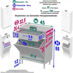 ModilaynEMİR45x88x32,5cm1GözSepetliKirliÇamaşırBanyoDolabı(101-B.B.1S.45) - 2