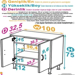 ModilaynSÖKE100cm2Kapaklı3GözRafÇokAmaçlıBanyo,MutfakDolabıBeyaz(103-B2K_2R_B_100) - 4