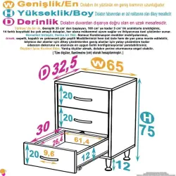 ModilaynSÖKE3'lü65cmÇekmeceÇokAmaçlıBanyo,MutfakDolabı(103-B3Ç_B_65) - 4