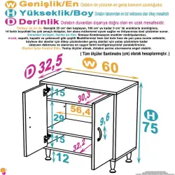 ModilaynSÖKE60cm2Kapaklı3GözRafÇokAmaçlıBanyo,MutfakDolabı(103-B2K_2R_B_60) - 4