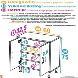 ModilaynSÖKE60cm2Kapaklı4GözRafÇokAmaçlıBanyo,MutfakDolabı(103-B2K_3R_B_60) - 4