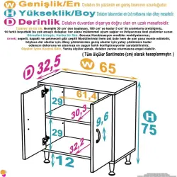 ModilaynSÖKE65cm2Kapaklı2GözRafÇokAmaçlıBanyo,MutfakDolabı(103-B2K_1R_B_65) - 4