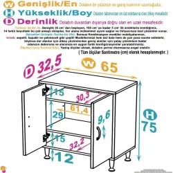 ModilaynSÖKE65cm2Kapaklı3GözRafÇokAmaçlıBanyo,MutfakDolabı(103-B2K_2R_B_65) - 4