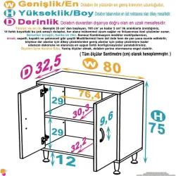 ModilaynSÖKE80cm2Kapaklı2GözRafÇokAmaçlıBanyo,MutfakDolabıBeyaz(103-B2K_1R_B_80) - 4