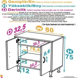 ModilaynSÖKE80cm2Kapaklı3GözRafÇokAmaçlıBanyo,MutfakDolabıBeyaz(103-B2K_2R_B_80) - 4