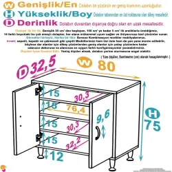 ModilaynSÖKE80cm2Kapaklı4GözRafÇokAmaçlıBanyo,MutfakDolabıBeyaz(103-B2K_3R_B_80) - 4