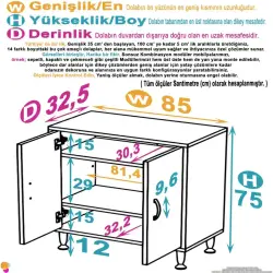 ModilaynSÖKE85cm2Kapaklı3GözRafÇokAmaçlıBanyo,MutfakDolabıBeyaz(103-B2K_2R_B_85) - 4