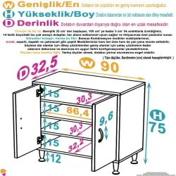 ModilaynSÖKE90cm2Kapaklı4GözRafÇokAmaçlıBanyo,MutfakDolabıBeyaz(103-B2K_3R_B_90) - 4