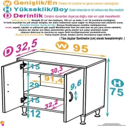 ModilaynSÖKE95cm2Kapaklı3GözRafÇokAmaçlıBanyo,MutfakDolabıBeyaz(103-B2K_2R_B_95) - 4