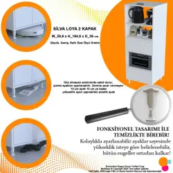 SİLVA LOYA 2 Kapak Mini Midi Mikrodalga Fırın Dolabı (10M-21) - 5