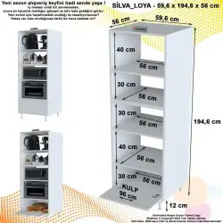 SİLVA LOYA 59,6 x194,6 x56cm Tek Kapaklı Mutfak Gereçleri Düzenleyici Çok Amaçlı Dolap (8M_17) - 5