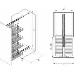 Starax 1105 Teleskopik Kiler 2 Tel Sepetli Krom Renk Modül 50cm (S-1105-C) - 3