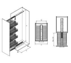 Starax 1801 Modül 30cm Frenli Kiler Sepeti Krom 4 Sepetli (S-1801-C) - 3