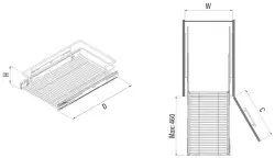 Starax 2012 Bağımsız Teleskopik Raylı Çekmece Sepeti Frenli Krom 60cm (S-2012-C) - 2