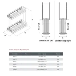 Starax 2213 Yandan Teleskopik Raylı Şişelik Krom Modül 20cm (S-2213-C) - 3