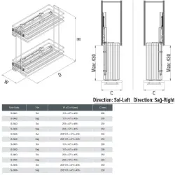 Starax 2494 Gizli Raylı Sağ Deterjanlık Çift Açılım Frenli Ahşap Tablalı Antrasit Modül 25cm (S-2494-A) - 3