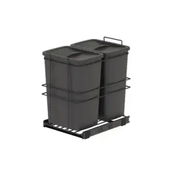 Starax 2592 Bağımsız Teleskopik Raylı Zemin Bağlantılı Çöp Kovası Antrasit 35+35 Litre Modül 40cm (S-2592-A) - 2