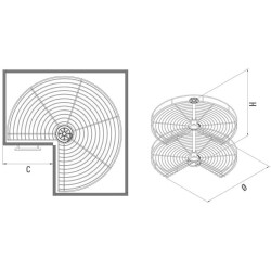 Starax 3/4 Döner Sepet Takımı Antrasit 74cm (S-3021-A) - 3