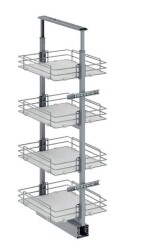 Starax 40cm Ahşap Tabanlı Krom Renk 4 Sepet Teleskopik Kiler (S-1521-C) - 1