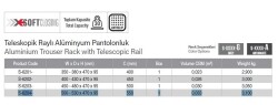 Starax 55cm Teleskopik Raylı Alüminyum Pantolonluk (S-6204-A) - 4