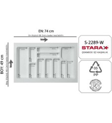 Starax 74x49 Cm Beyaz Plastik Kaşıklık 10 Gözlü Modül 80cm (S-2289-WP) - 2